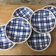 6 assiettes creuses écossais bleu