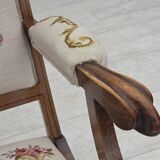 1930s, Danish highback rocking chair, original hand woven wool, ash wood.