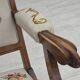 Chaise berçante danoise des années 1930, dossier haut, laine tissée à la main d'origine, bois de frêne.