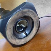 Baluster lamp in glossy black enamelled earthenware
