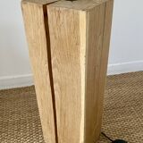 Large designer floor lamp - solid wood base - unique lampshade