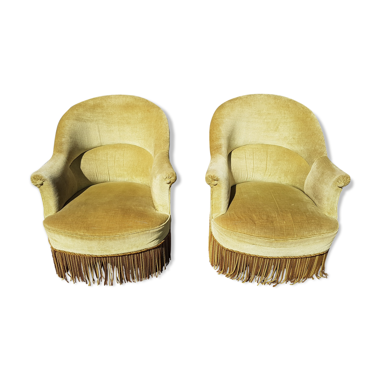 Pair of green toad armchairs