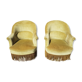 Pair of green toad armchairs