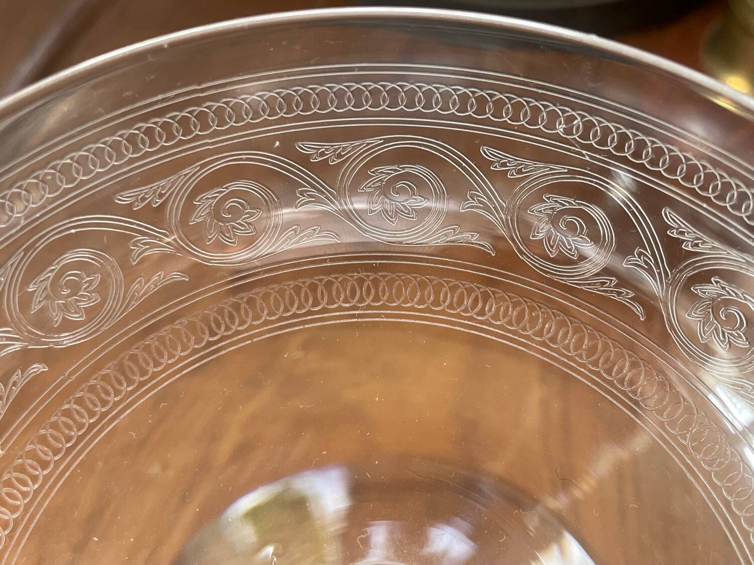 6 Mismatched Engraved Champagne Glasses