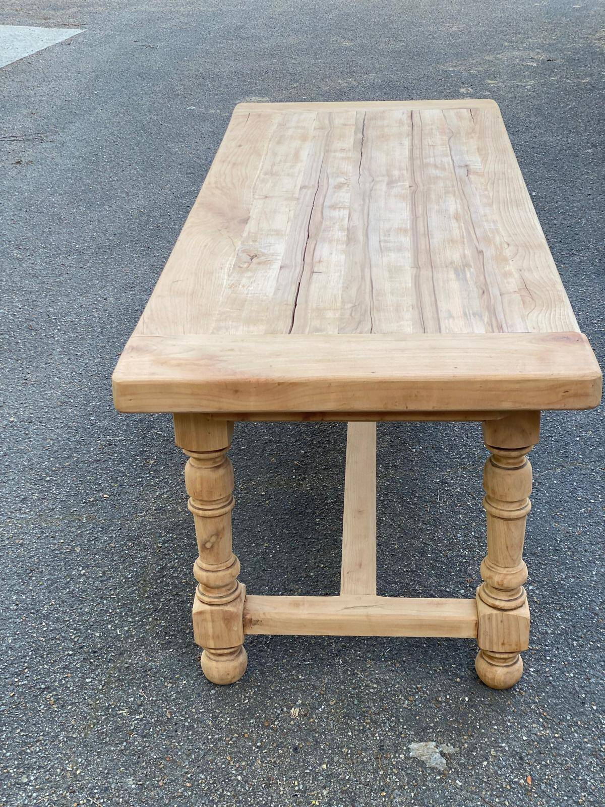 Renovated extendable farmhouse dining table made of solid wood, 200cm, 1950.