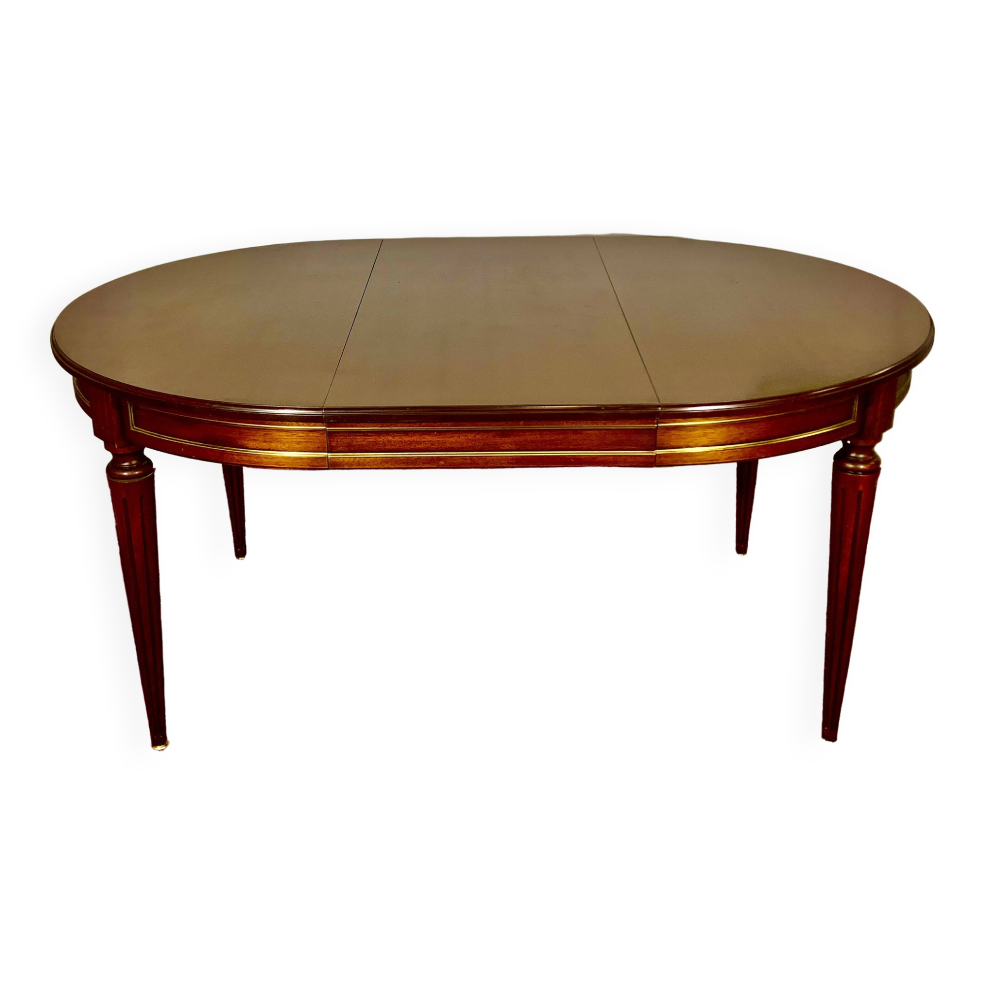 Louis XVI style mahogany oval or round table with extensions, 8 people