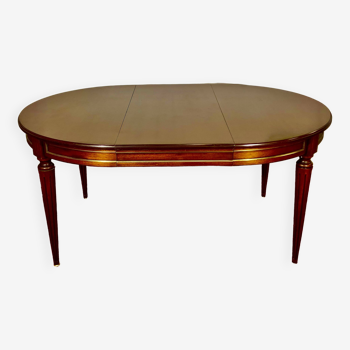 Table ovale ou ronde Acajou style Louis XVI avec rallonges, 8 personnes