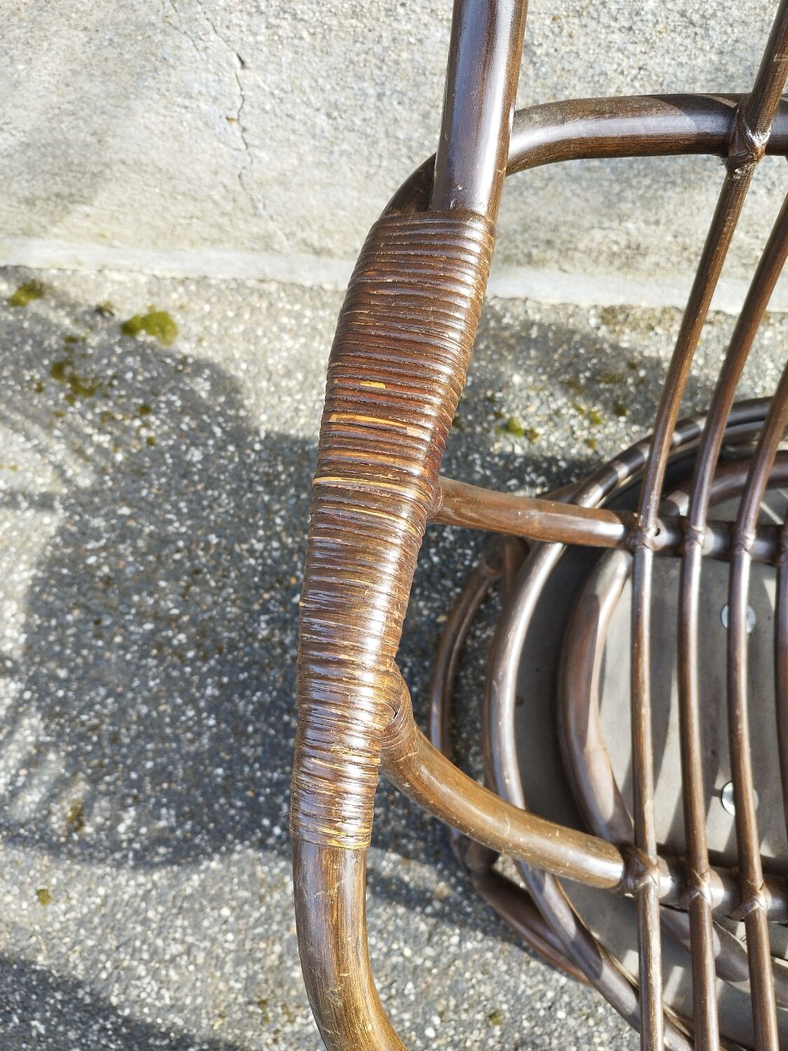 Pair of vintage rattan swivel chairs