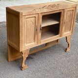 Vintage solid wood art deco 1950s display cabinet