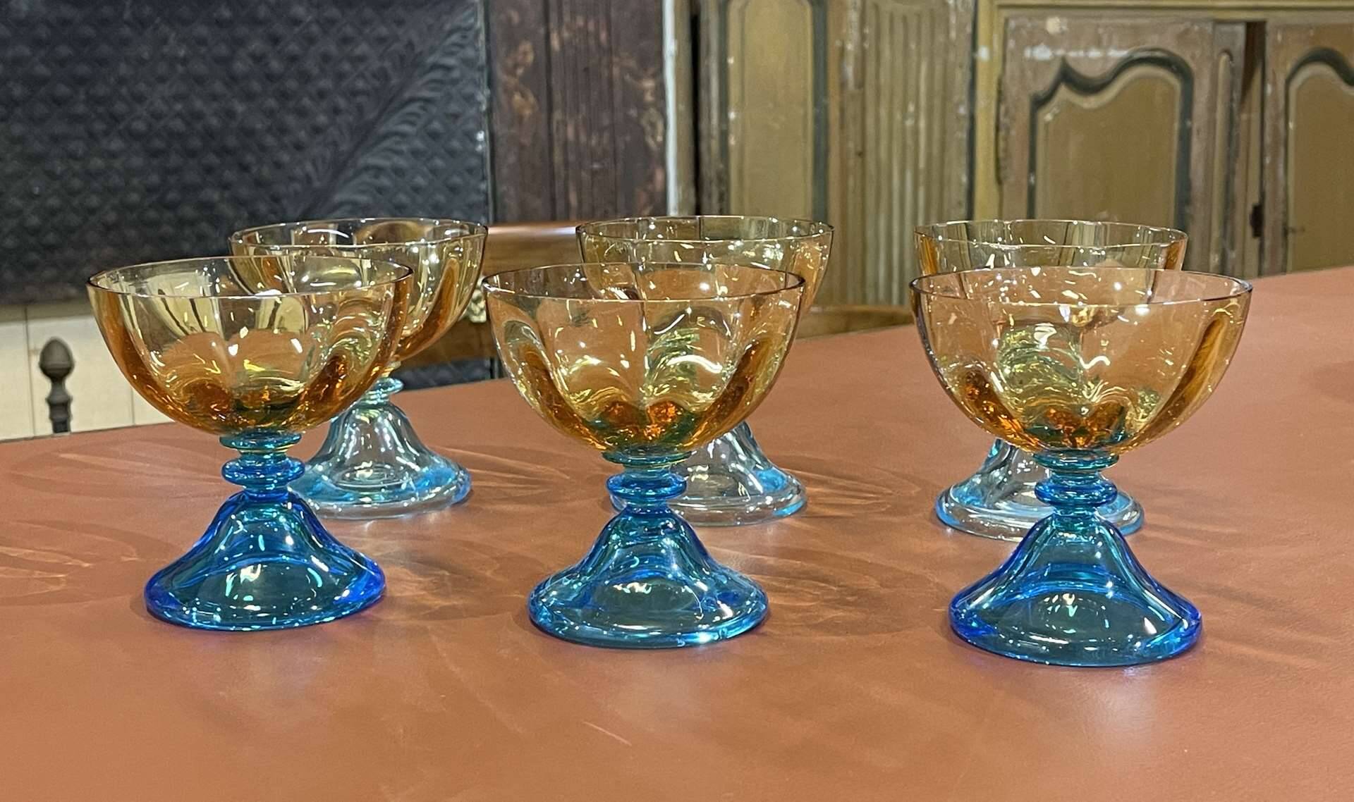 6 Georges Sand model crystal champagne glasses - 20th century
