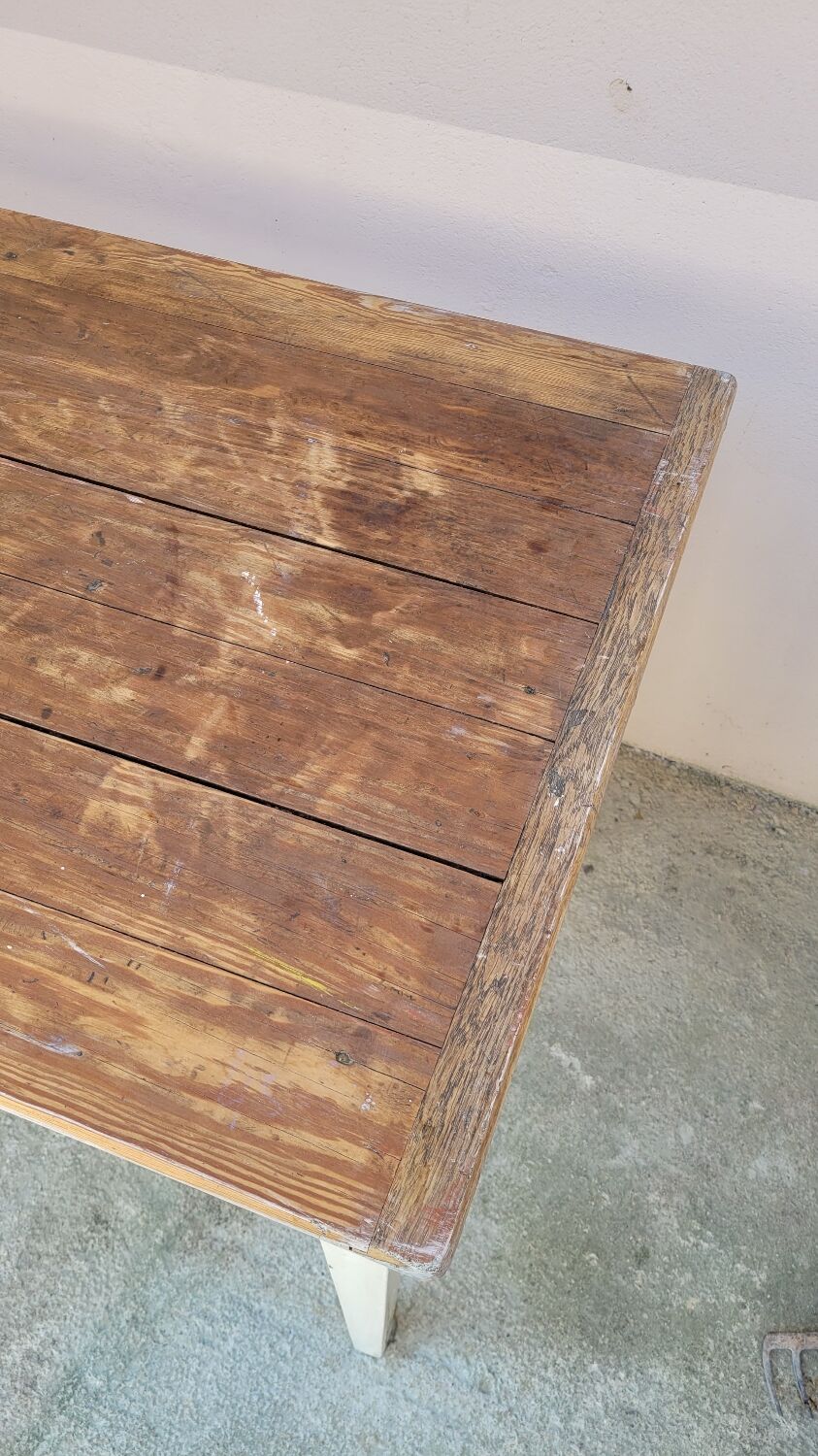 Table de ferme cuisine rustique ancienne -1m30