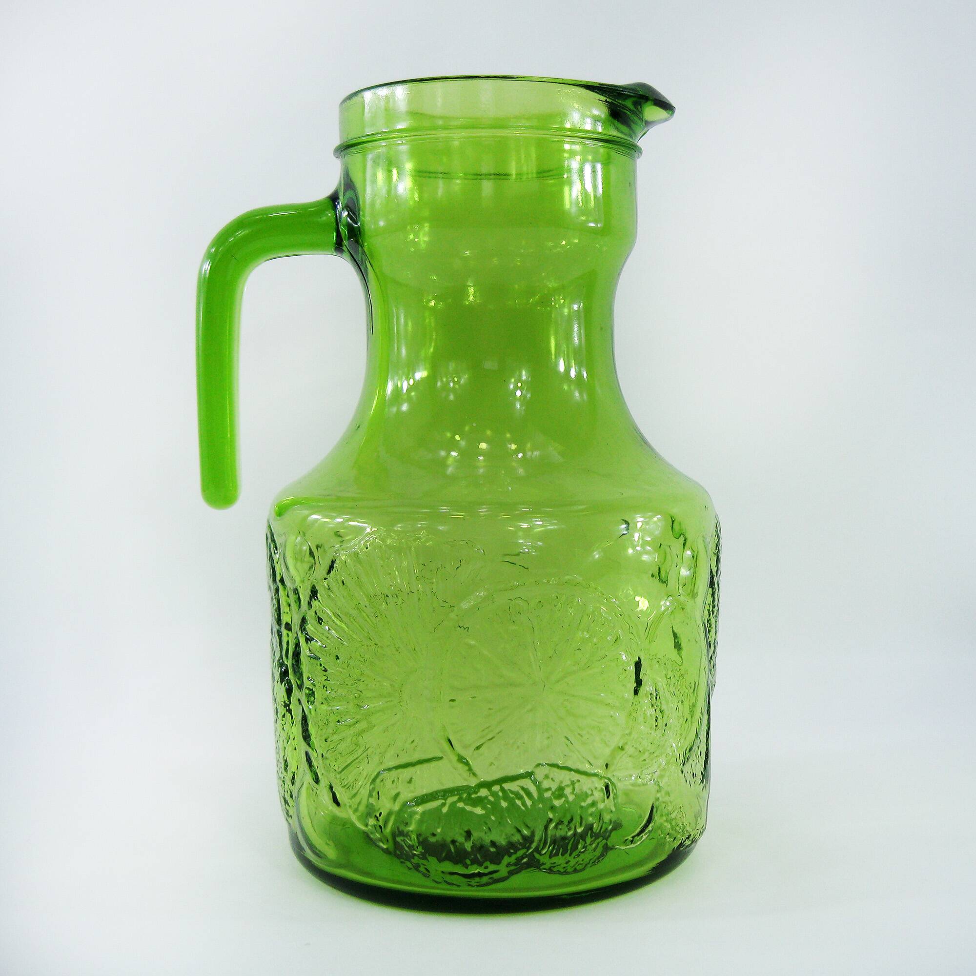 Green molded glass pitcher - Bormioli Fidenza made in Italy - vintage 60's