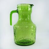 Green molded glass pitcher - Bormioli Fidenza made in Italy - vintage 60's