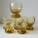 6 old art deco yellow cut glass liqueur glasses
