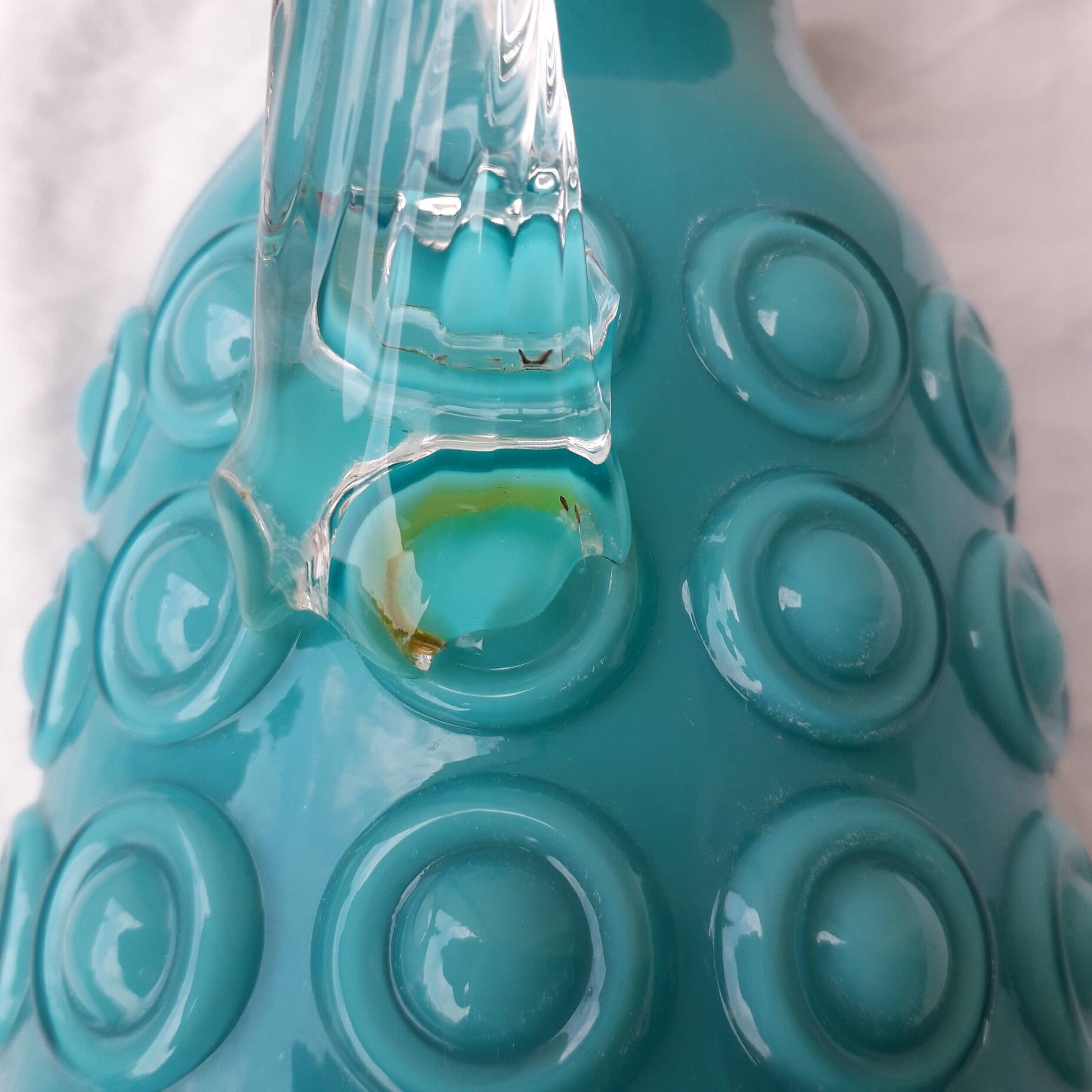 Pichet en opaline italienne turquoise