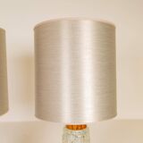 Midcentury table lamps Orrefors teak and glass Sweden