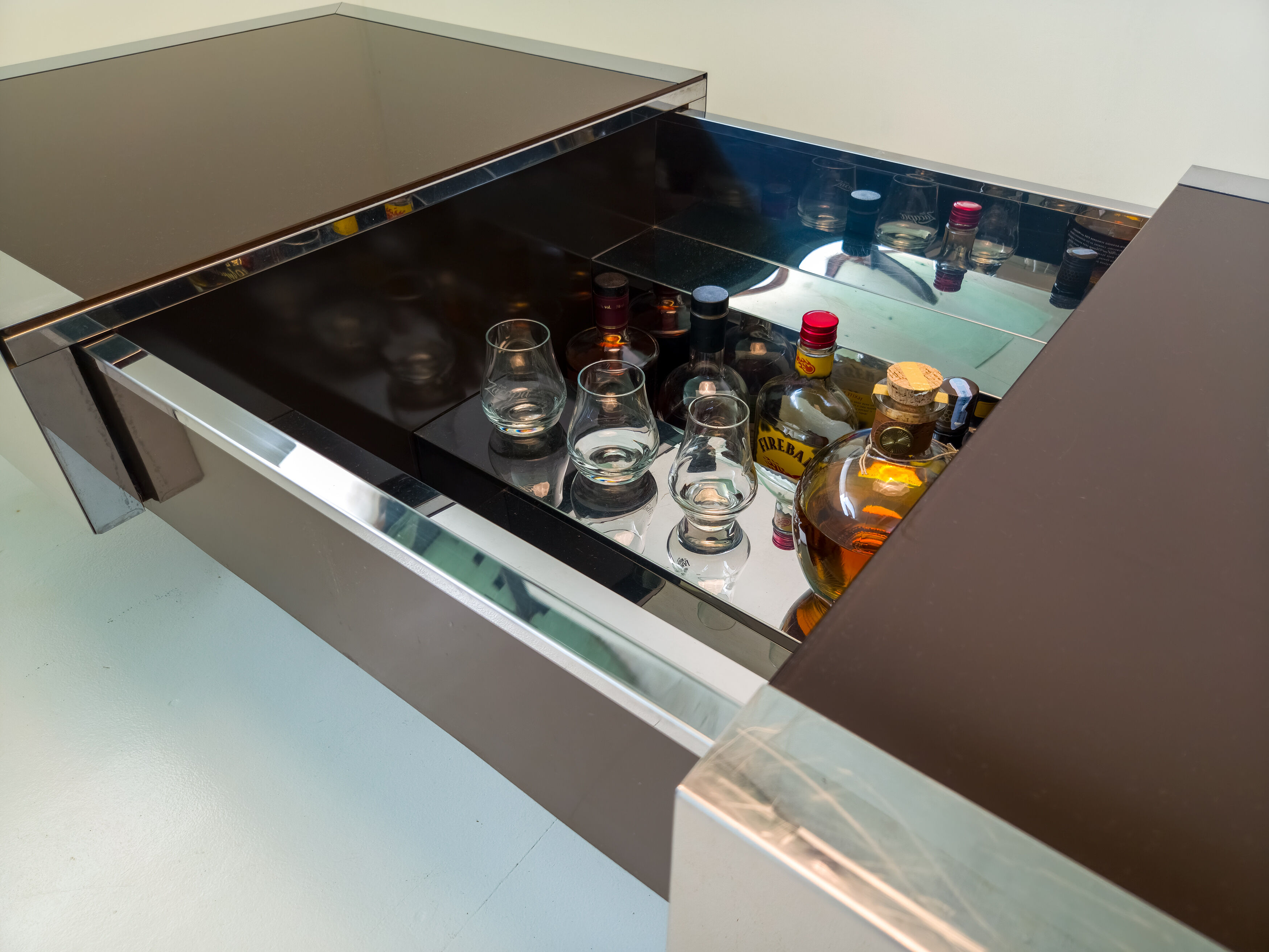 Table basse bar extensible Cidue par Willy Rizzo – Italie, 1970
