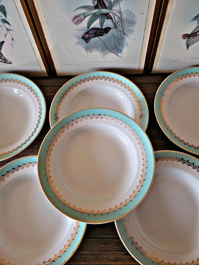 Lunéville Pierrefonds deep plates, gilding and golden foliage