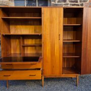 Combined modernist secretary, shelves, closet, wardrobe, vintage, 60s