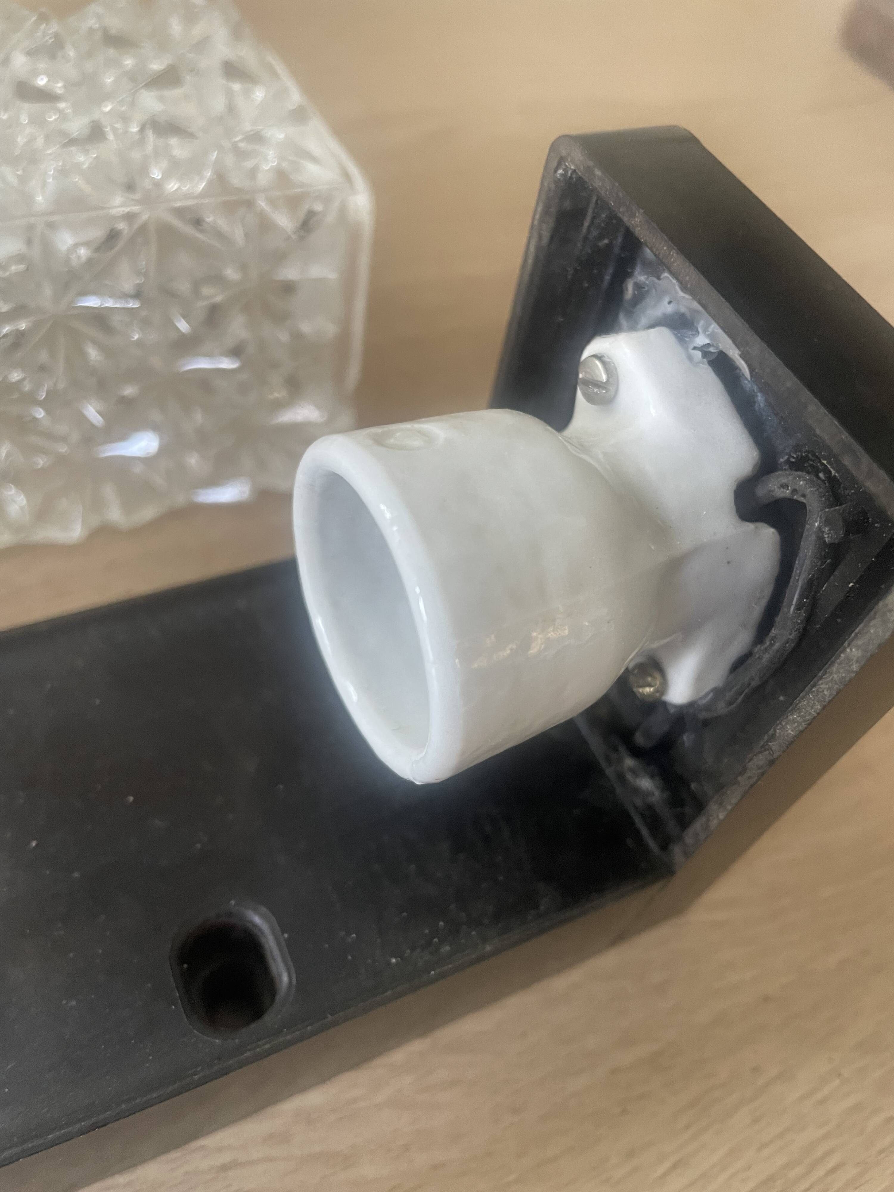 Vintage Erco glass and Bakelite wall light