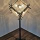 Brutalist floor lamp with Murano glass panels by Longobard.