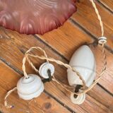 Opaline glass pendant light, frilly, rises and falls