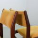 Vintage Design Teak Wooden Dining Chairs with Honey Yellow Corduroy Fabric