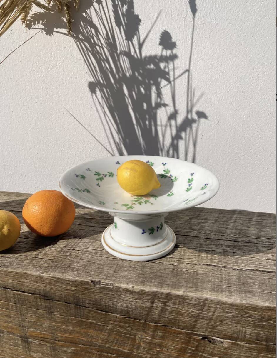 Iron earth compotier / vintage earthenware standing dish