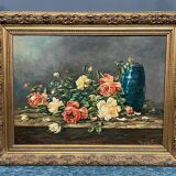 Raoul Delbové. Still life with roses.