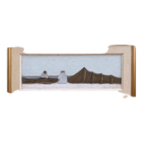 Mid-Century Modern "By the Shore" Swedish Seascape Oil Painting, Framed