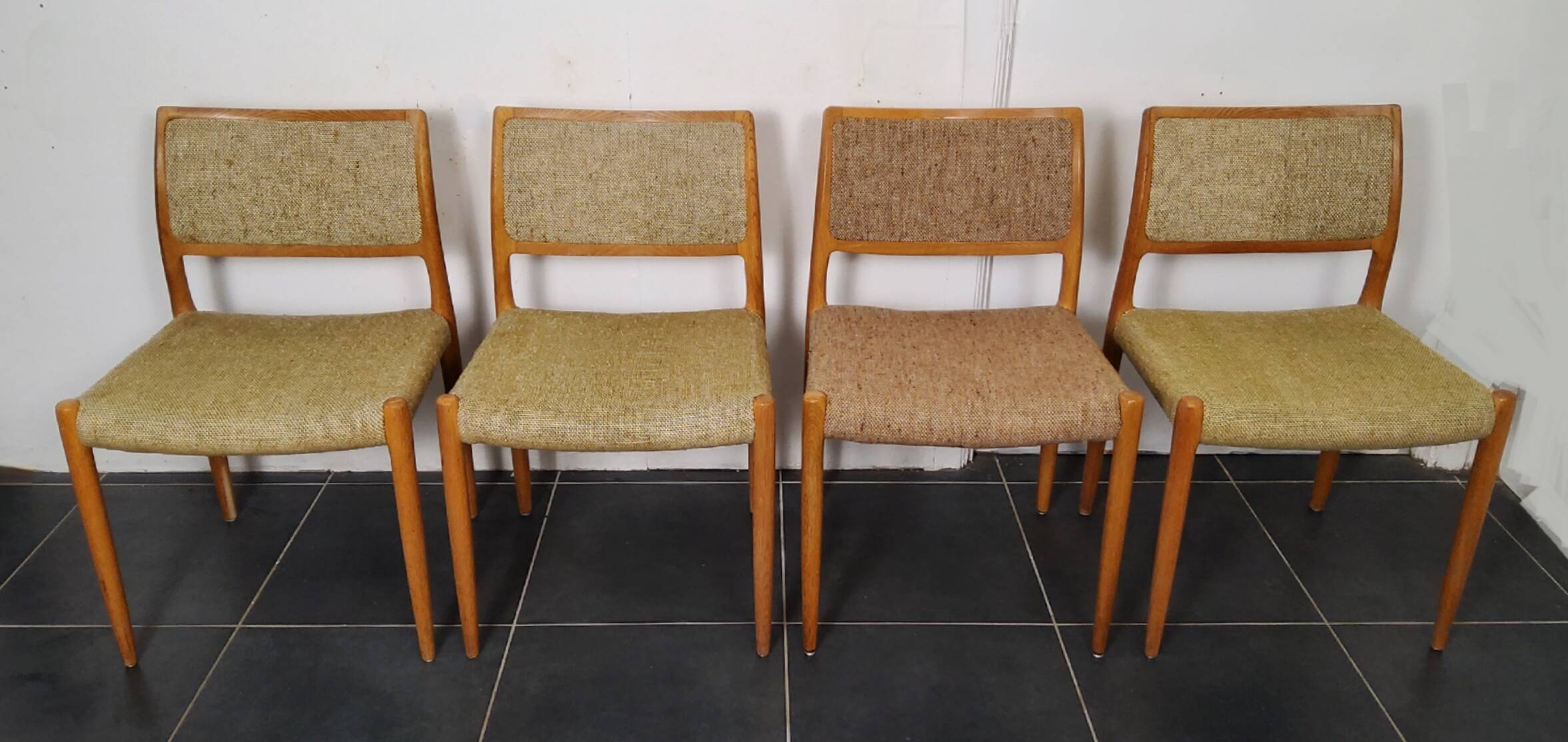 4 Scandinavian chairs model 80 by Niels O. Møller, Denmark