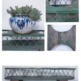 Vintage patinated wood and metal planter