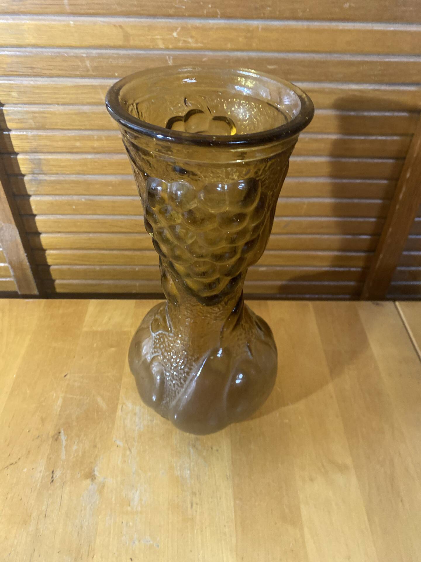 Ancient empoli vase moulded glass orange amber vine decor vintage #e558