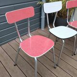 4 vintage red and white formica chairs
