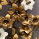 Pair of church candlesticks decorated with brass and opaline flowers nineteenth
