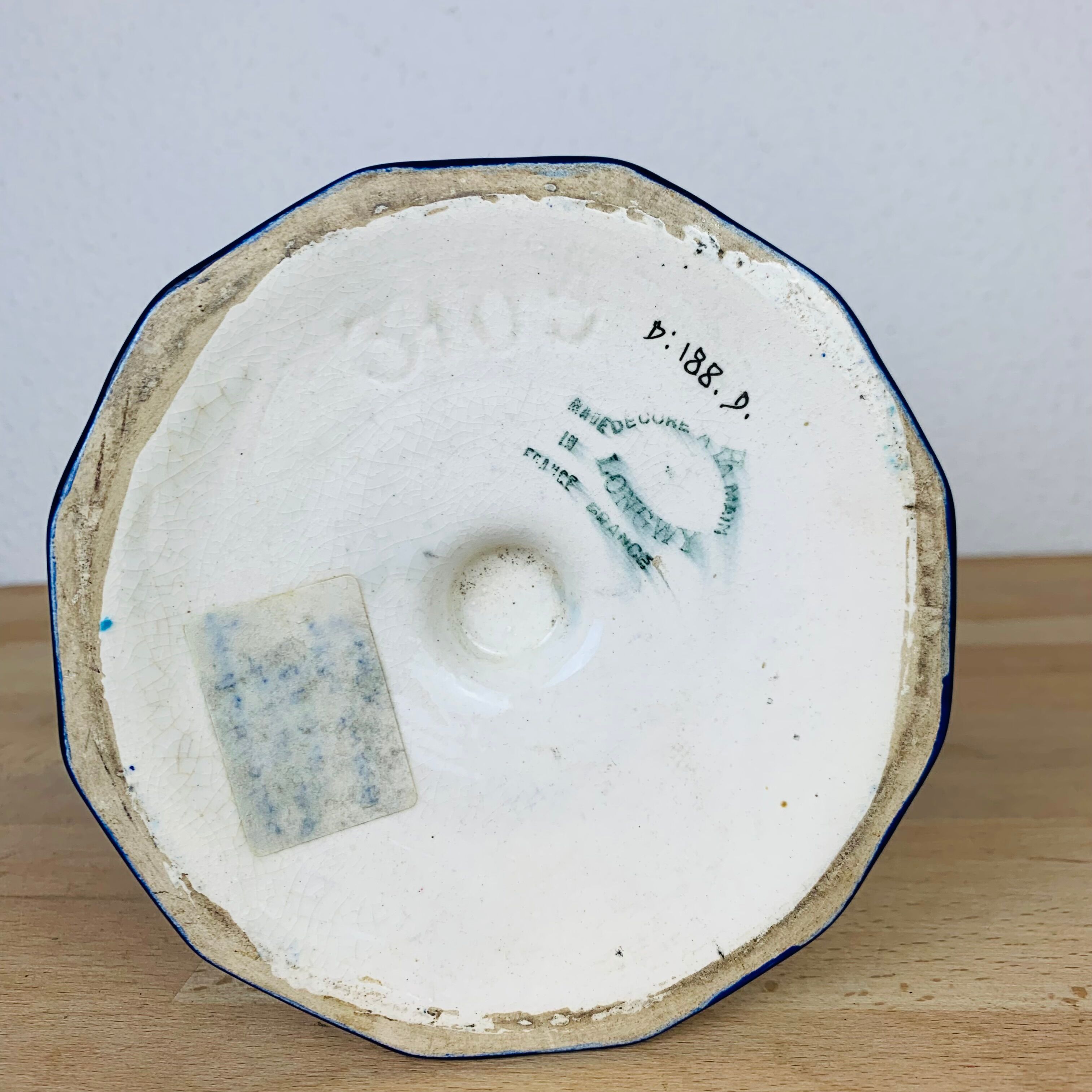 Faience enamel Longwy enamel cornet vase