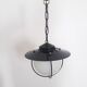 Old entrance hall suspension - opaline and black lacquered metal - 1960