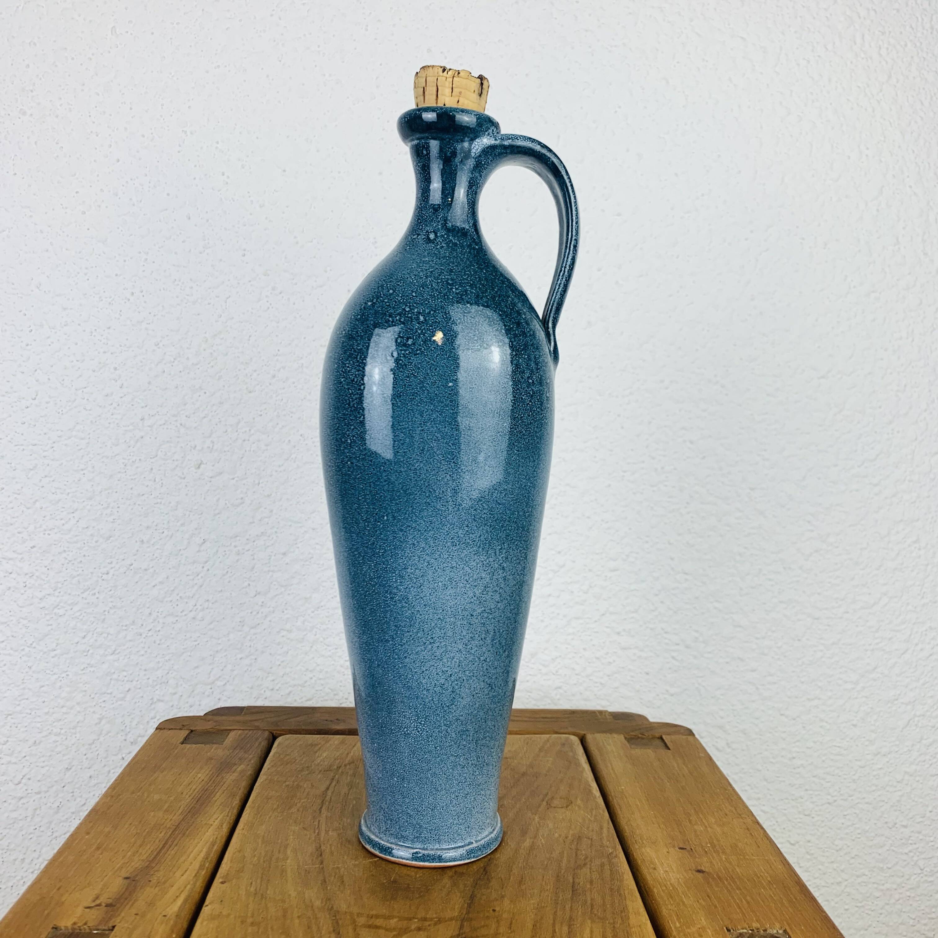 Blue ceramic bottle vase 35 cm
