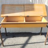 Vintage 2-seater desk with 2 leaves