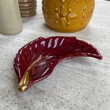 Plat feuille Vallauris rouge bordeaux