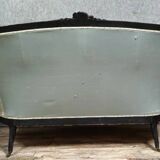 Napoleon III period bench in blackened wood circa 1850