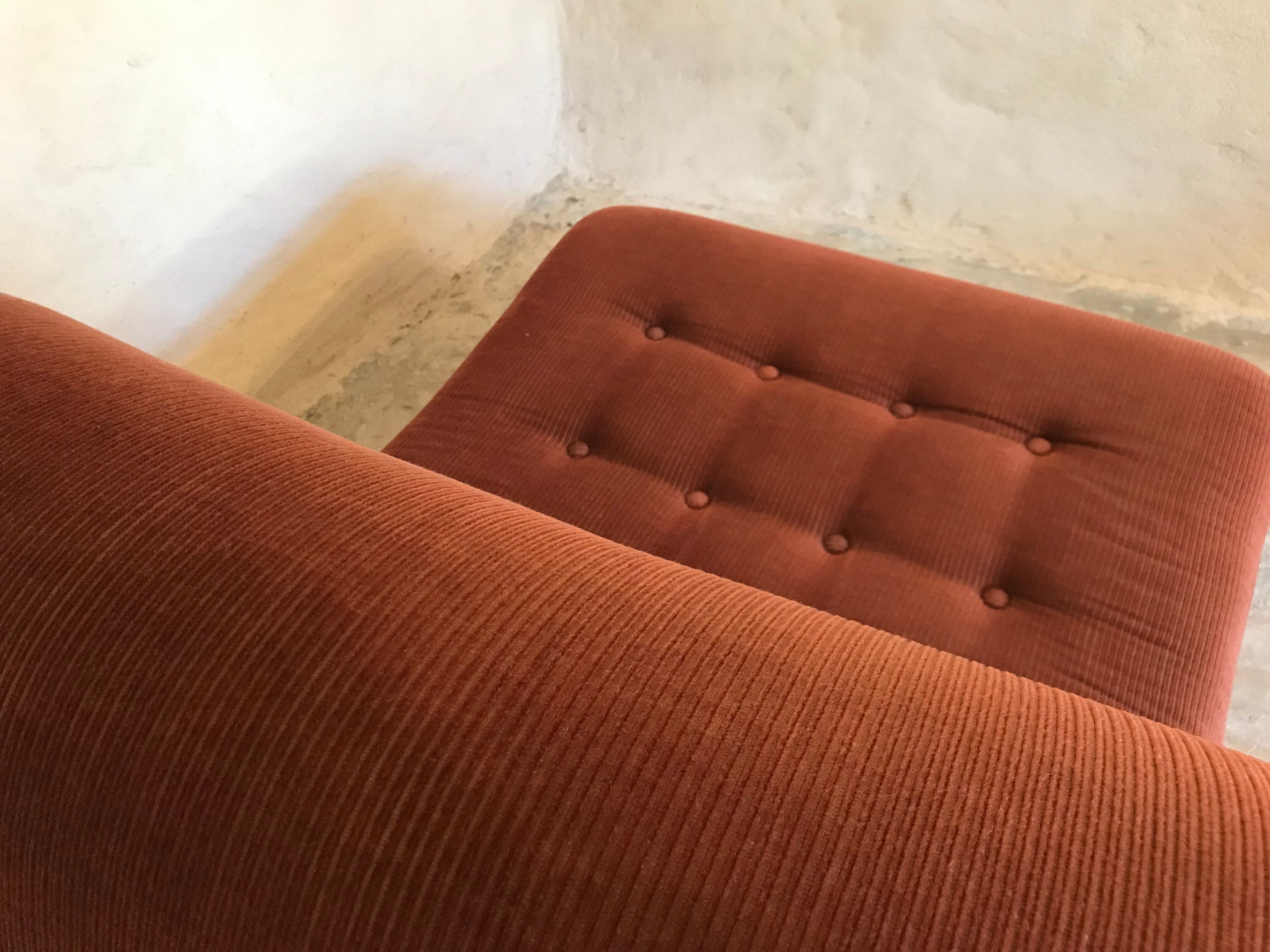 Vintage chair upholstered in corduroy