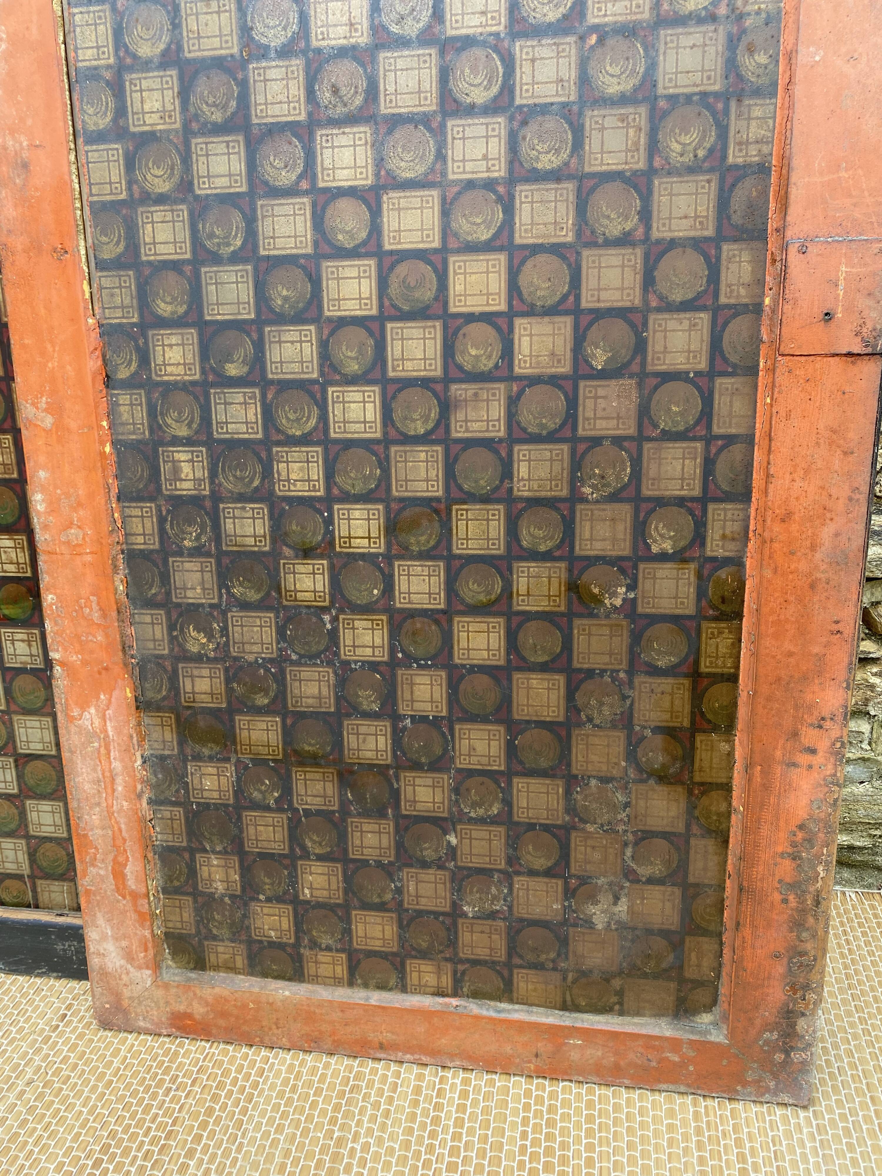 Double wood and glass closet doors