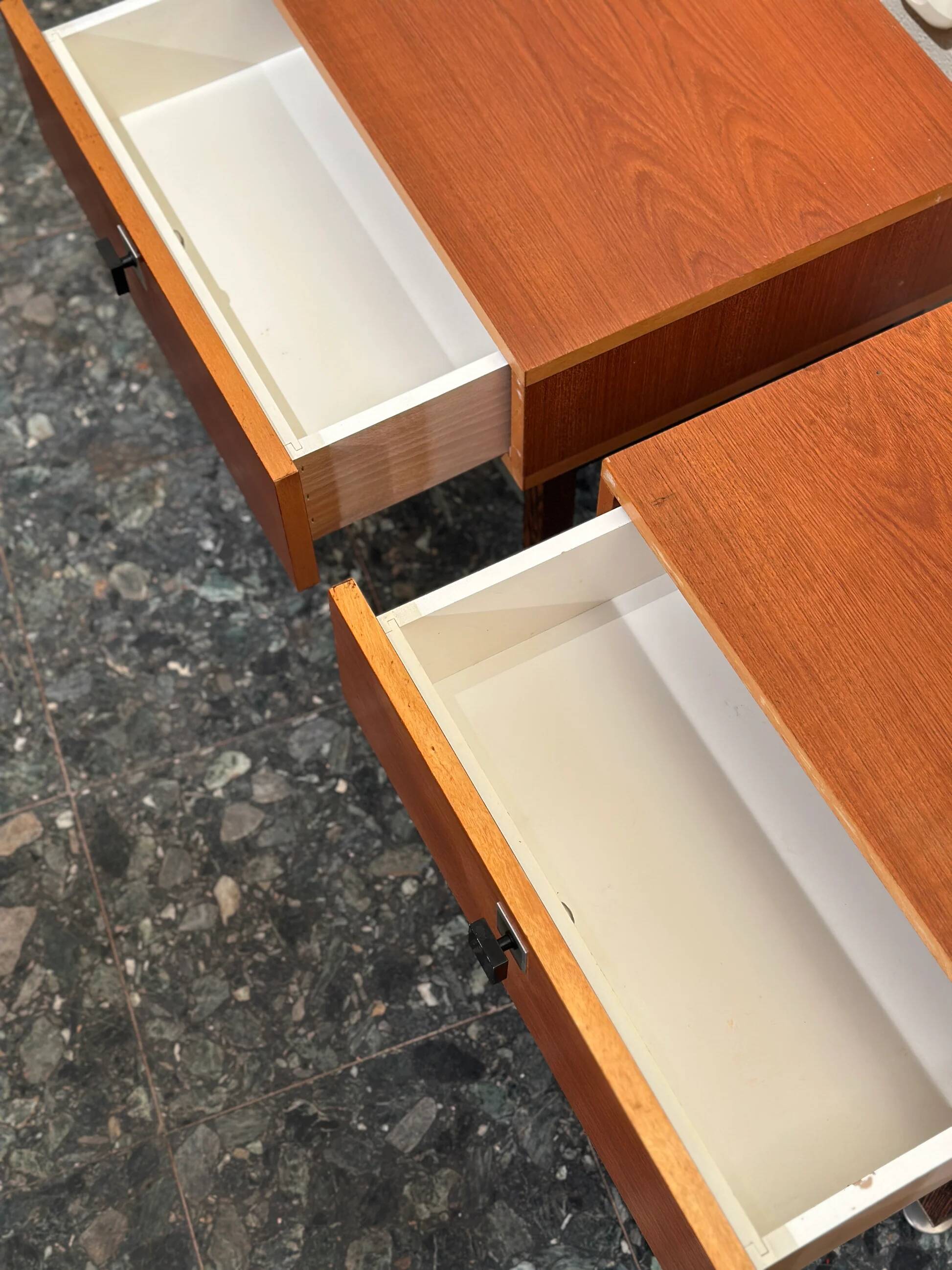 Set midcentury teak nightstands