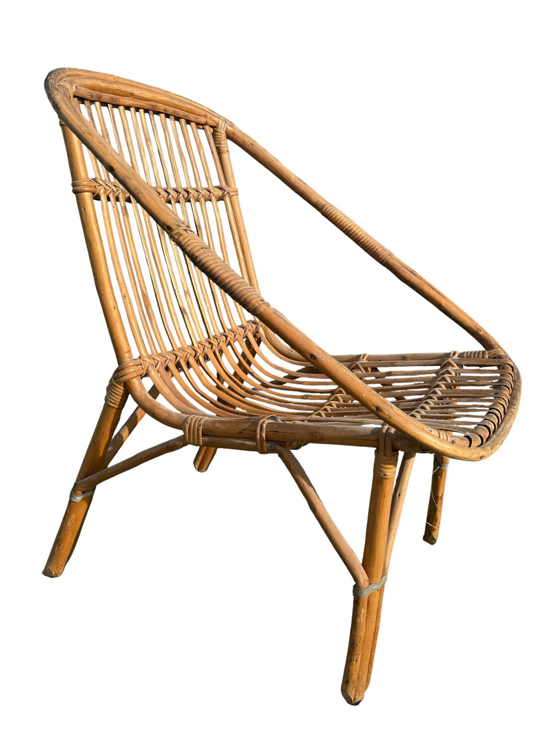 Set of 3 rattan armchairs from the 1960s, France.
