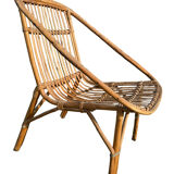 Set of 3 rattan armchairs from the 1960s, France.