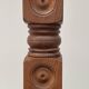 Brutalist floor lamp in turned wood, in the style of Charles Dudouyt.