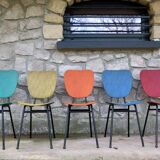 5 vintage skai metal chairs 60 years