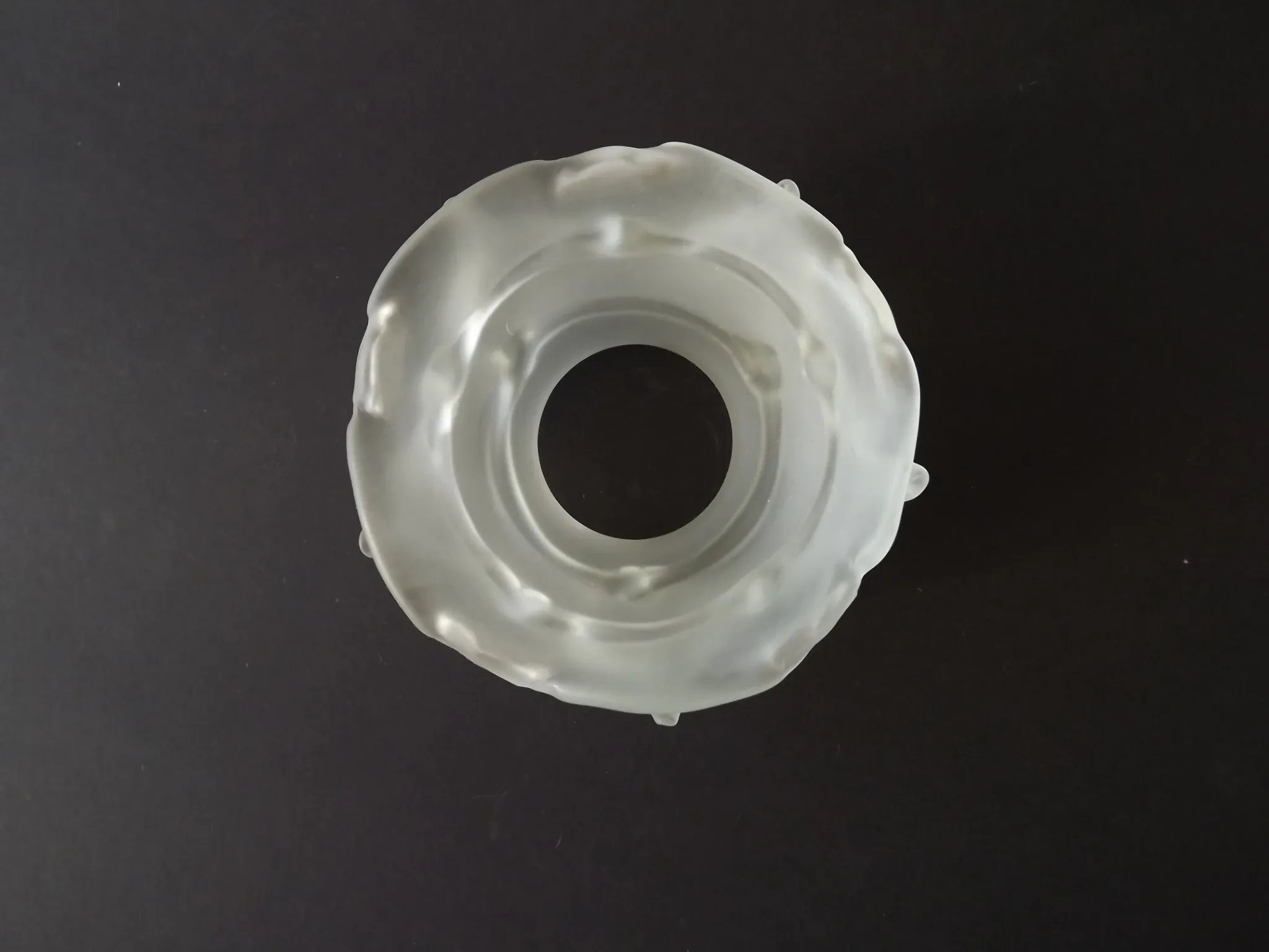 Vintage French Art Deco Frosted Satin Glass Rose Petal Flower Lamp Shade