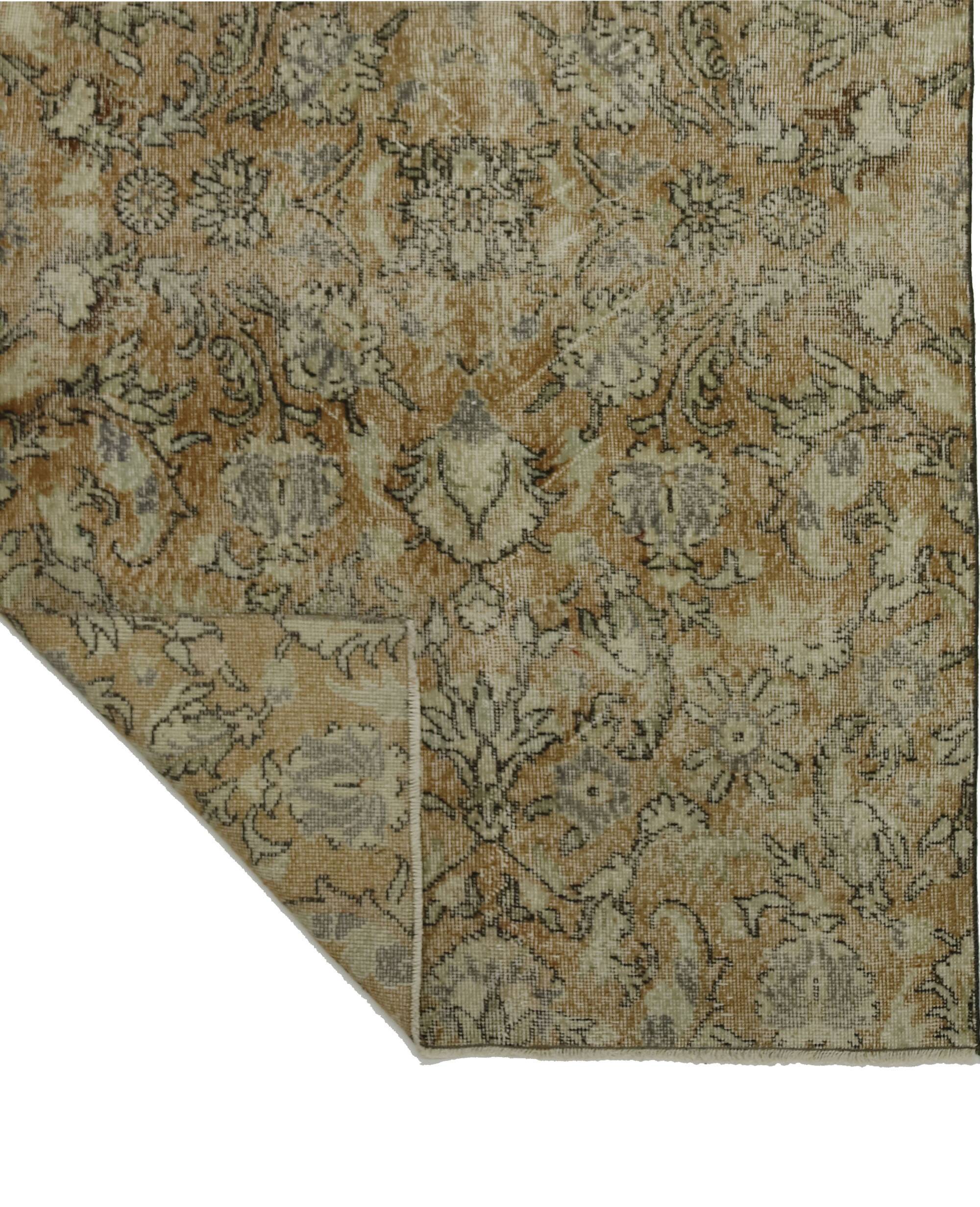 Turkish Anatolian Handmade Vintage Area Rug 222 cm x 118 cm